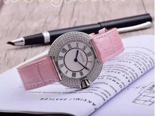 レディース腕時計 カルティエ時計 クオーツ 電波時計 白色文字盤 桜色時計のバンド腕時計 シルバー金属