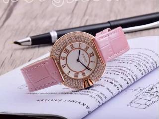 カルティエ時計 女性用 Cartier腕時計 白色文字盤 桜色時計のバンド腕時計 ゴールド金属クオーツ 電波時計