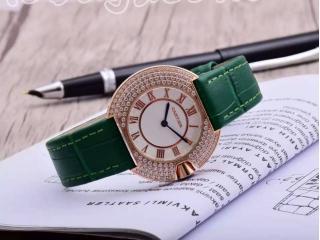 カルティエ時計 女性用 腕時計 白色文字盤 緑時計のバンド腕時計 ゴールド金属クオーツ 電波時計