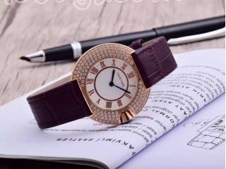 カルティエ時計 女性用 腕時計 白色文字盤 コーヒー色時計のバンド腕時計 ゴールド金属クオーツ
