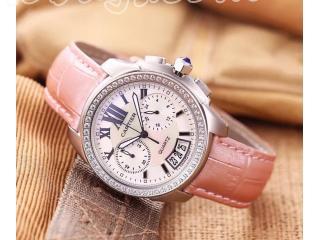 カルティエ時計 女性用 腕時計 白色文字盤 桜色時計のバンド腕時計 銀色金属クオーツ