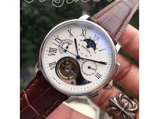 カルティエ時計 腕時計 白色文字盤 コーヒー色時計のバンド腕時計 銀色金属クオーツ