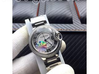 W69010Z4 カルティエ時計 バロン ブルー ドゥ  電池式時計 [文字盤]ホワイト　[ケース]ダイヤモンド 銀色 [ベルト]316L鋼  カルティエ ウォッチ 28mm  Cartier TANKタンク