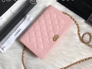 A80287 Y83621 5B454 ボーイ シャネル 財布 スーパーコピー BOY CHANEL チェーンウォレット グレインド カーフスキン レディース 二つ折り財布 3色可選択 ピンク