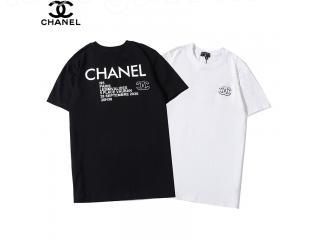 Chanelメンズ用 女性用トップス ロゴ入半袖Tシャツ 白い黒を選択可