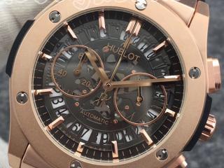 HUBLOT腕時計 BIG BANG時計 ウブロアナログ時計 UNICO 45ｍｍ メンズ用時計　[文字盤]黒色　[ケース]ピンクゴールド