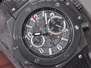 HUBLOT腕時計 BIG BANG時計 ウブロアナログ時計 UNICO 45ｍｍ メンズ用時計　[文字盤]黒色　[ケース]黒色