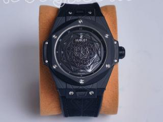 Hublot腕時計 BIG BANG自動巻き時計 415.NX.1112.VR.MXM16 ウブロ時計 幅45ｍｍ [文字盤]黑[ケース]黑 [ベルト]ブルー