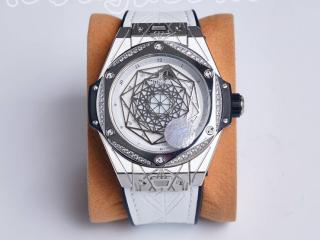 Hublot腕時計 [文字盤]白い[ケース]シルバー [ベルト]白い　BIG BANG自動巻き時計 415.NX.1112.VR.MXM16 ウブロ時計 幅45ｍｍ