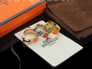 オレンジ色 エルメスリング Hロゴ 男女兼用 HERMES指輪 シルバー、ゴールド、ピンクゴールド選択可 サイズ：5-9